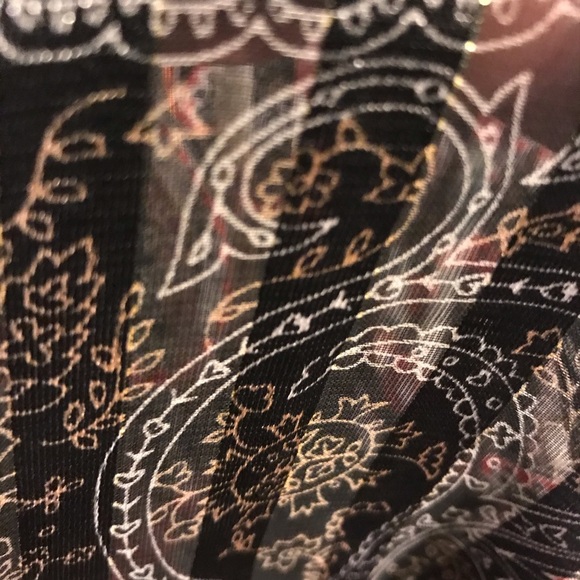 Covington Petite Sheer Paisley Stripe Button Shirt - Picture 2 of 4